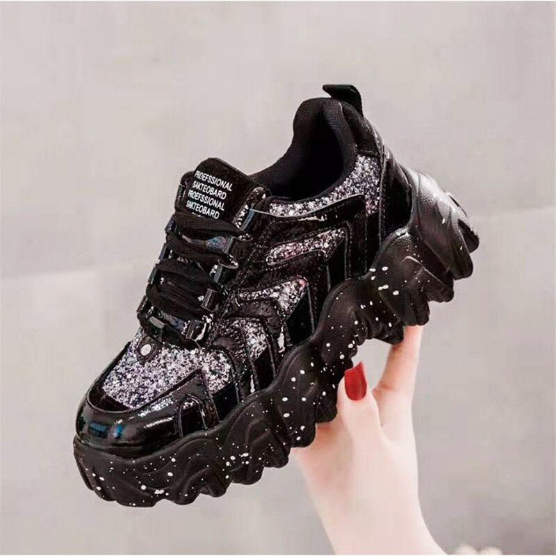 Women's Rhinestone Short Platform Sneakers 2020 Winter Fashion Style Warm Women Trainers Ladies Chunky Shoes Footwear - LiveTrendsX