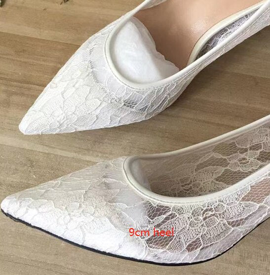 Flowers Wedding Shoes New Design Pumps Bride Lace High Heels