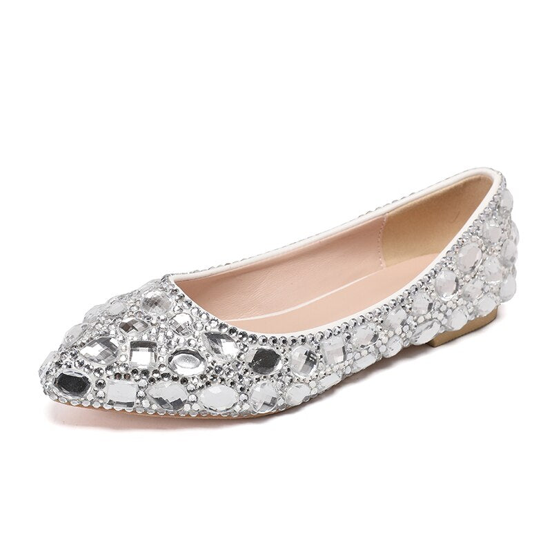 Pointed Toe Crystal Wedding shoes Bride Party dress shoes