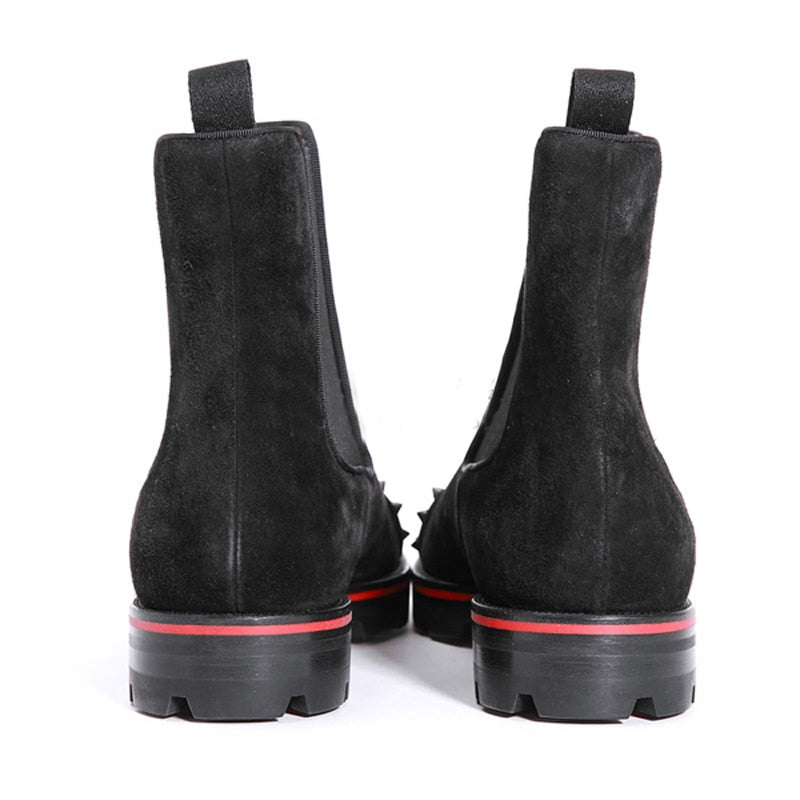 Spiked Ankle Boots Man Round Toe