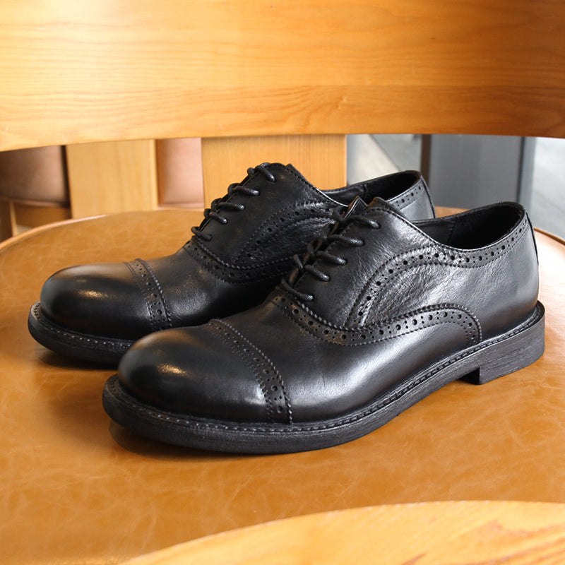 Vintage British Leather Casual Breathable Brogues