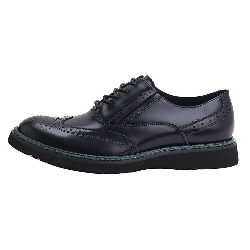 Brogue trend casual leather shoes round toe patent leather men's shoes