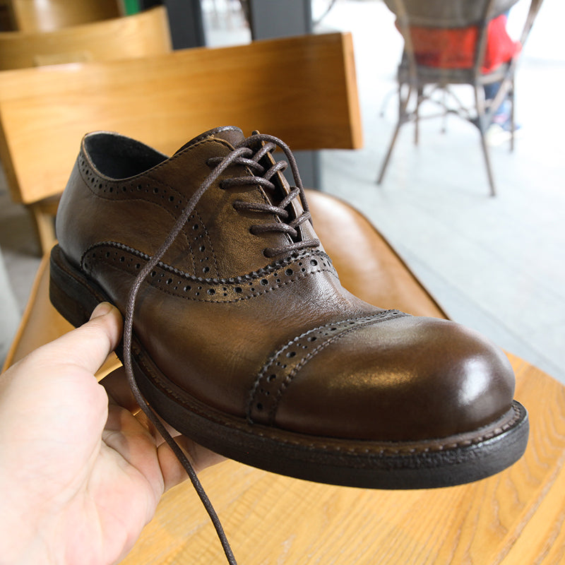 Vintage British Leather Casual Breathable Brogues