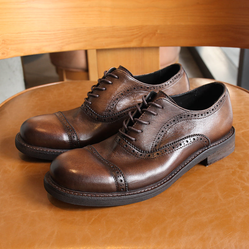 Vintage British Leather Casual Breathable Brogues