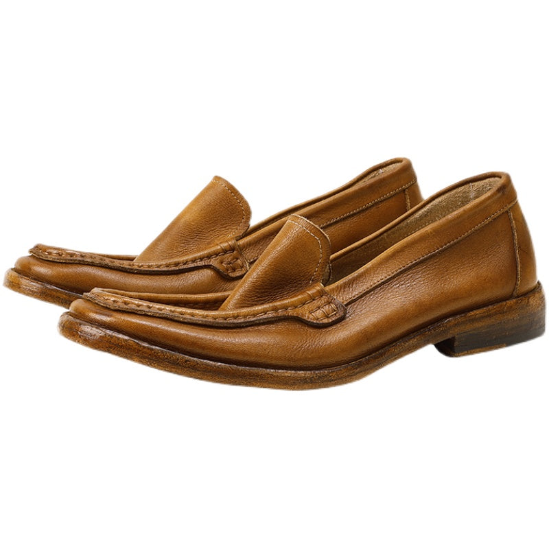 Men's high end breathable leather loafers with cowhide soles