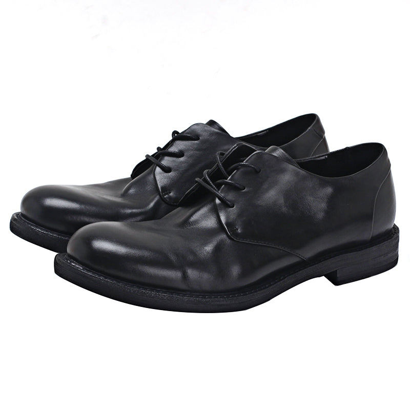 Men's round toe commuter leather thick sole leather shoes