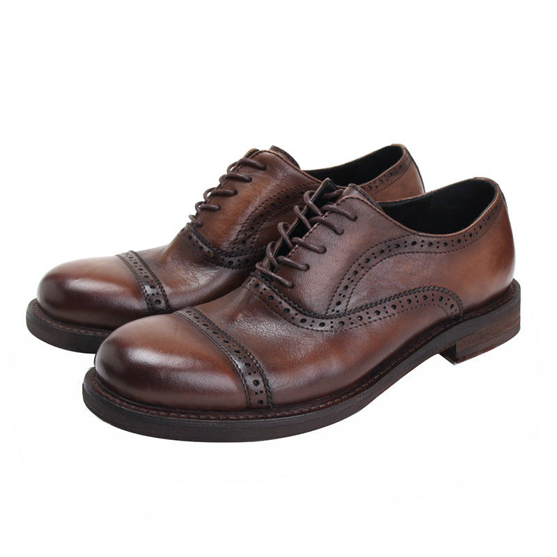 Vintage British Leather Casual Breathable Brogues