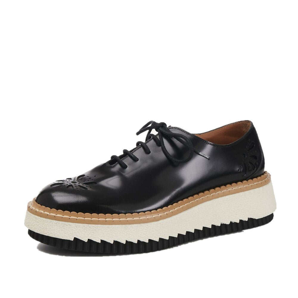 Genuine Leather Lace Up Footwear Female Oxford Shoes