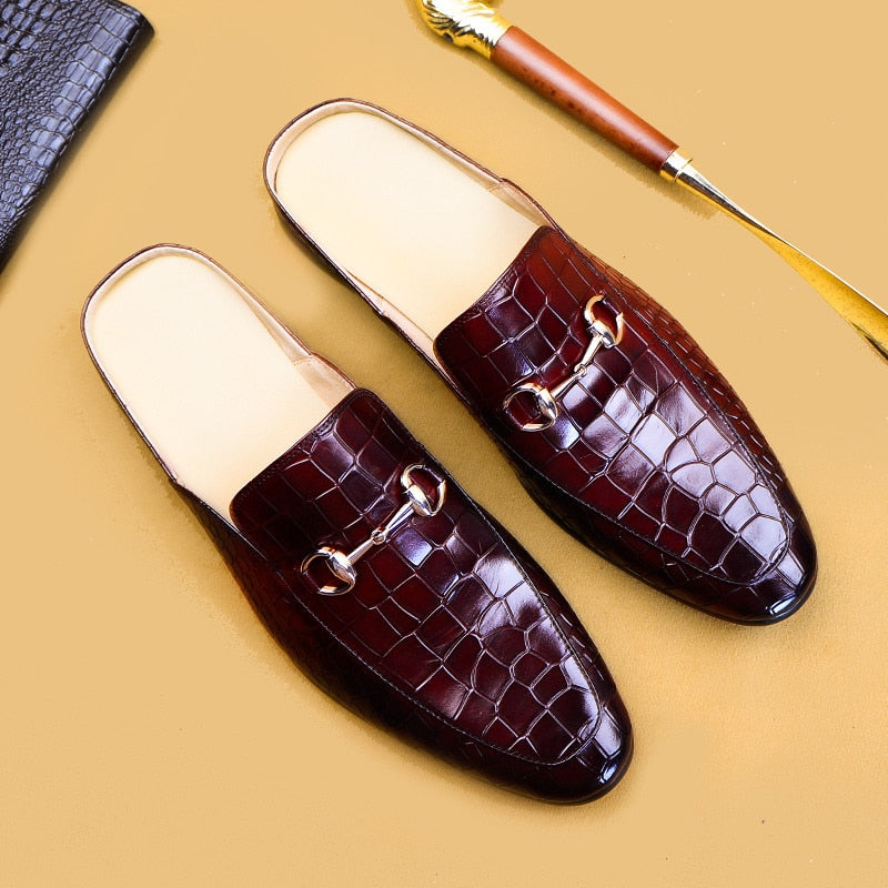 Office Genuine Crocodile Men Slippers