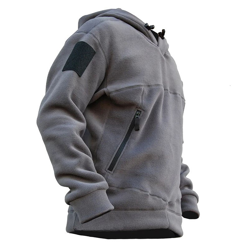 Men Outdoor Winter Warm Military Polar Fleece Hooded Sweatshirts