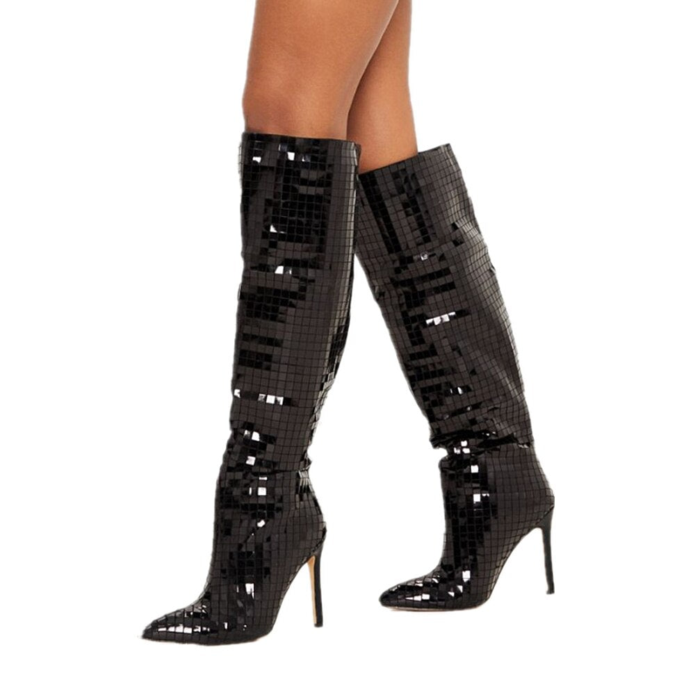 Women's Winter Pointed Toe Knee High Stiletto Boots