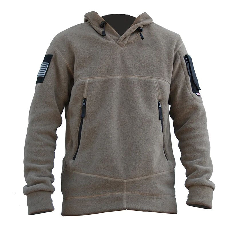 Men Outdoor Winter Warm Military Polar Fleece Hooded Sweatshirts