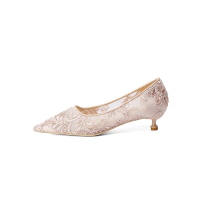 Flowers Wedding Shoes New Design Pumps Bride Lace High Heels