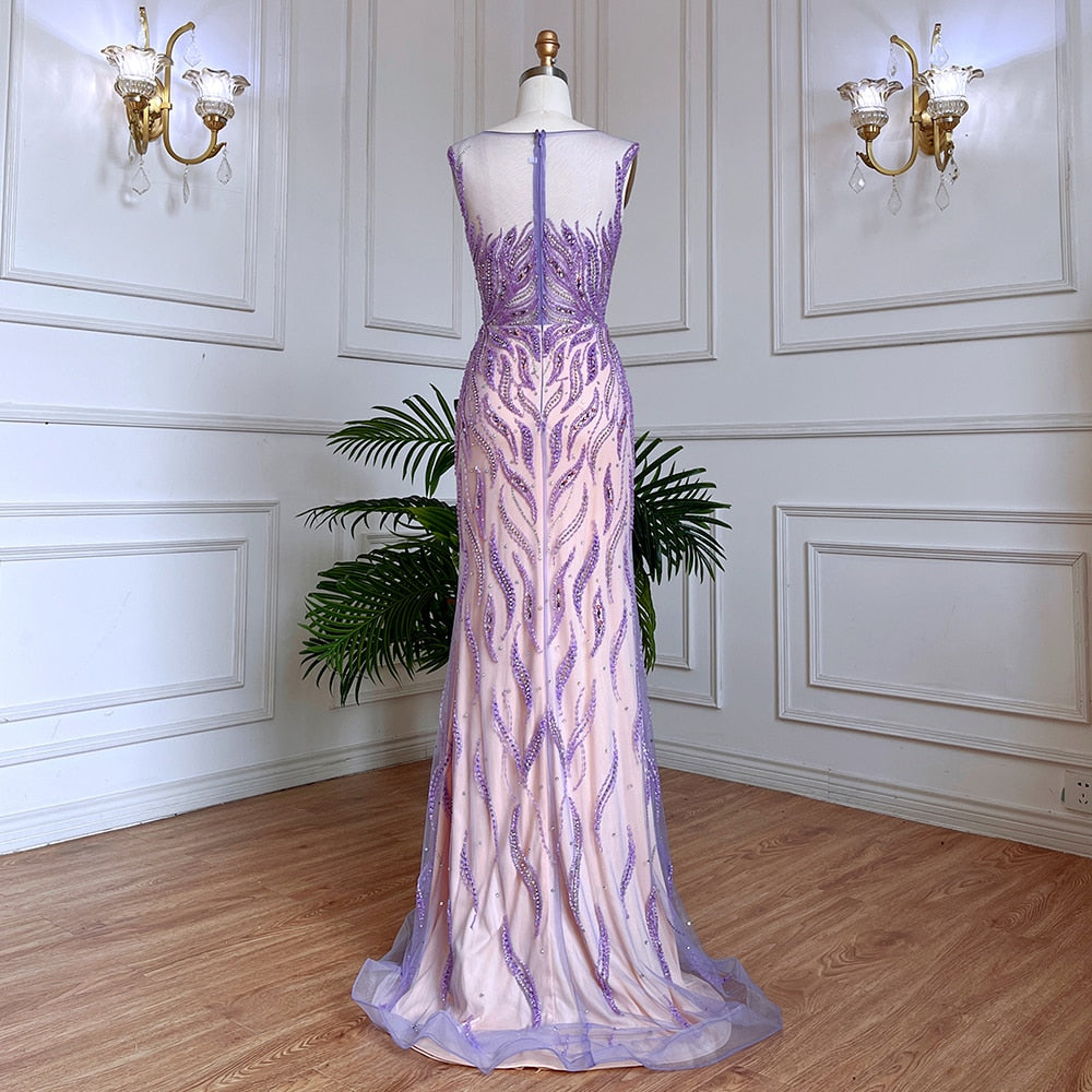 Lilac Mermaid Elegant Beaded Gowns For Women