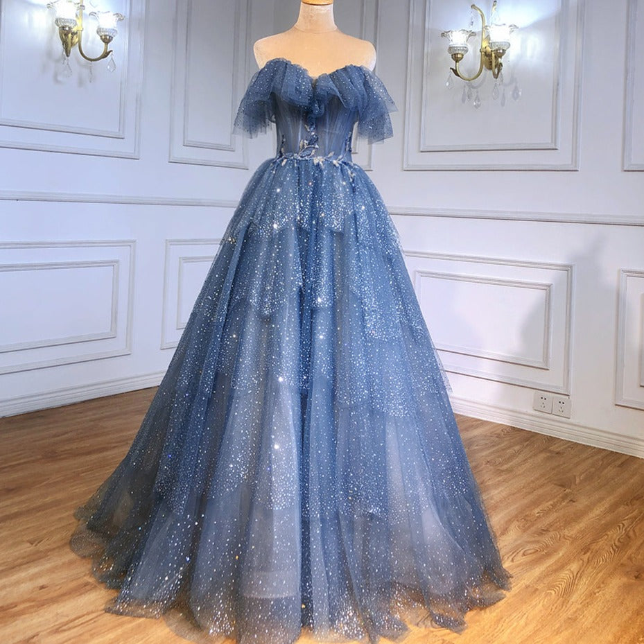 Blue Sweetheart Evening Dresses Gowns