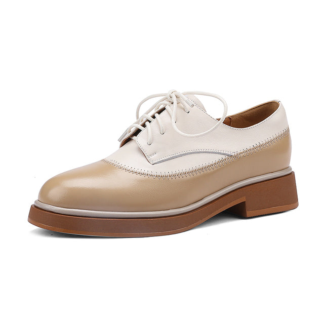 Women Genuine Leather Oxfords Shoes