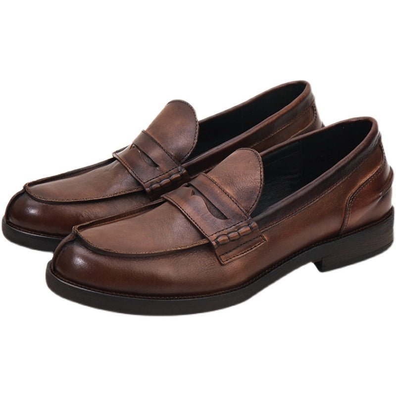 Men's genuine leather retro trend loafers - LiveTrendsX