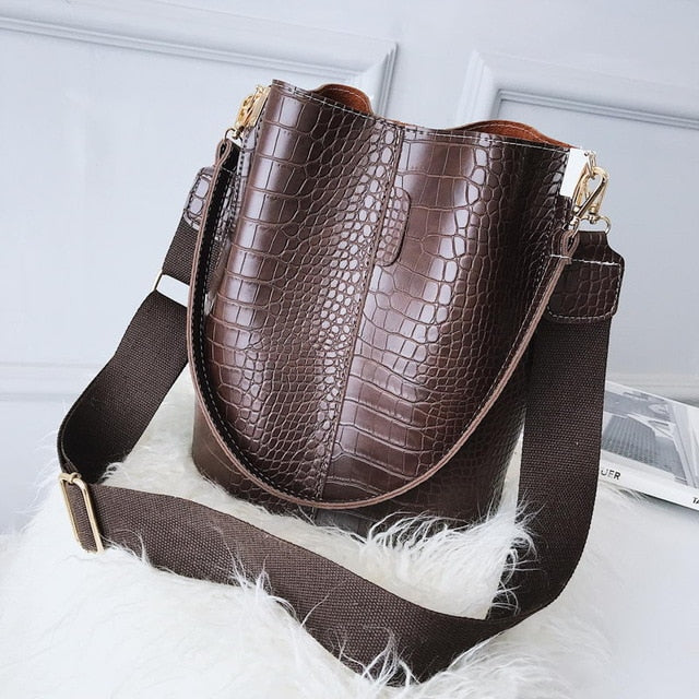 Crocodile Crossbody Bag For Women Shoulder Bag Brand Designer Women Bags Luxury PU Leather Bag Bucket Bag Handbag HPS405 - LiveTrendsX