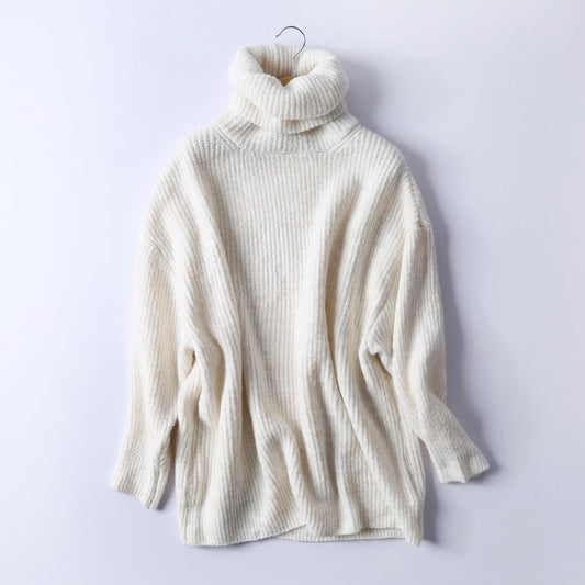 Women Oversize Basic Knitted Turtleneck Sweater Female Solid Turtleneck Collar Pullovers Warm 2020 New Arrival - LiveTrendsX