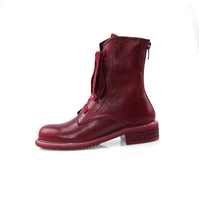 Women Boots Genuine Leather Short Boots Women Leisure Fashion Runway Show Women Shoes Winter Boots - LiveTrendsX