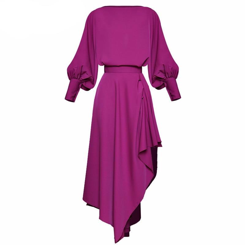 Fashion Designer Suit Spring Summer Women Lantern Sleeve Loose Tops+ A ...