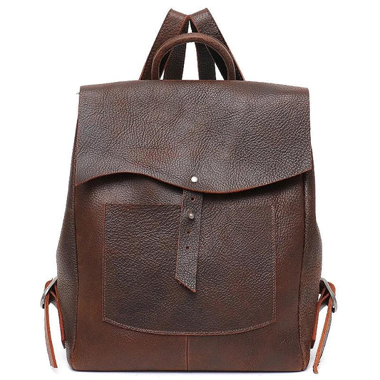 Women Italian Leather Backpack Vintage Retro Style Flap Buckle Large Shoulder Bags School Life Travel Holiday Knapsacks - LiveTrendsX