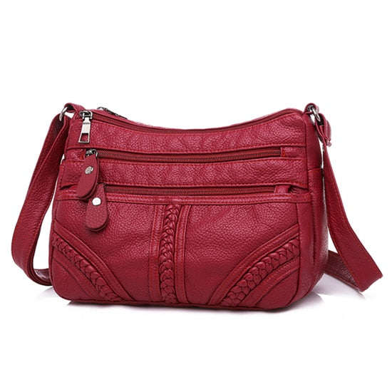 Fashion Women Bag Pu Soft Leather Shoulder Bag Multi-layer Crossbody Bag Quality Small Bag Brand Red Handbag Purse - LiveTrendsX