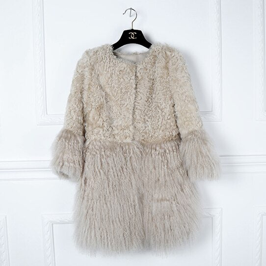 Real Fur Coat for Women Natural Lamb Fur with Mongolia Sheep Fur Coats - LiveTrendsX