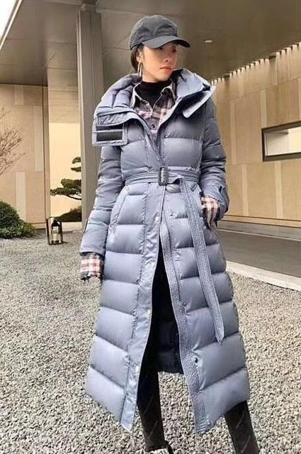 White Duck Down Jacket Women Winter Female Parka Long Puffer Jacket Hooded Snow Outwear Thick Warm Waterproof Coats - LiveTrendsX