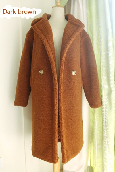 new teddy coat faux fur long coat women lamb fur coat 10 color thick coat - LiveTrendsX