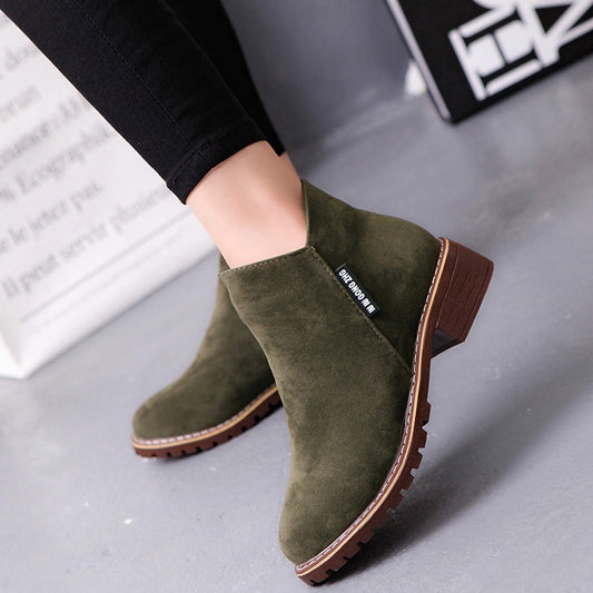 Women's Short Boots Ladies Fashion Ankle Short Boots Leather Shoes Sneakers Ladies Winter Shoes Flock Warm Boots feminina salto - LiveTrendsX