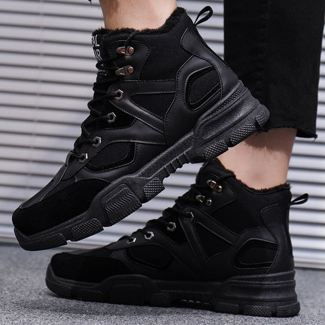 Plus Size Men's Winter Ankle Boots Sneakers Warm Keep Lace Up Snow Boots For Male Adult Warm Short Plush Short Shoes - LiveTrendsX