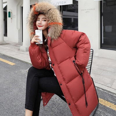 Winter Hooded Warm Down Coat Women Casual Long Down Jackets Ladies Thicken Cotton Parka Plus Size Outerwear Korean Harajuku Coat - LiveTrendsX