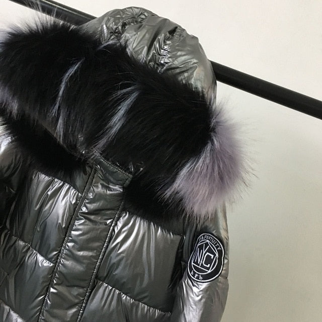 High Quality  New Winter Jacket Women Warm Thicken Hooded With Fur Long Coat Shining Fabric Stylish Female Parka - LiveTrendsX