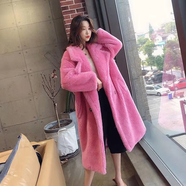 Women Winter Faux Fur Warm Long Coat Long Sleeve Female Thick Teddy Bear Coat Casual Loose Oversize Outwears - LiveTrendsX