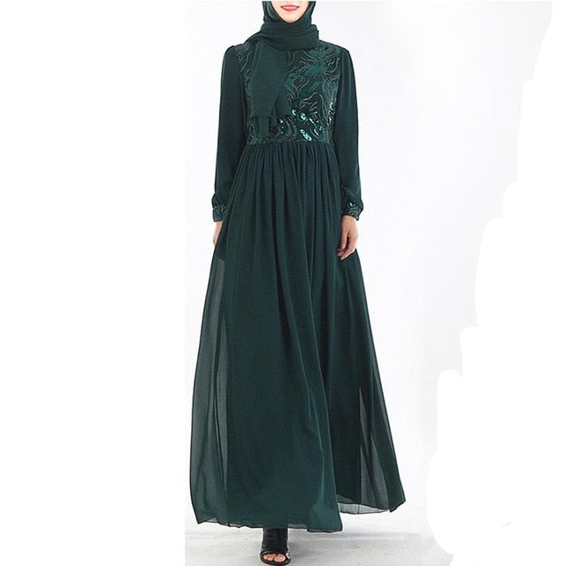 Vestido Sequin Abaya Dubai Arabic Muslim Hijab Dress Turkey Kaftan Sukienki Women Jurkjes Caftan Marocain Robe Musulmane Dresses - LiveTrendsX