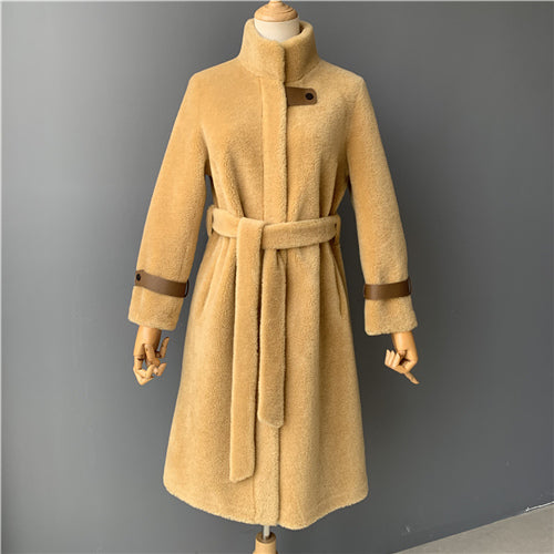 Fur Long Coat Overcoat Women's Winter Warm Genuine Sheep Fur Jacket Ladies 100% Wool Coat - LiveTrendsX