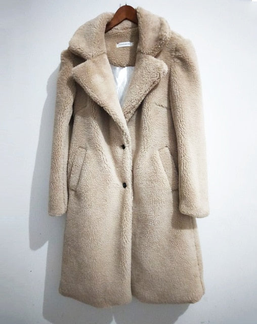 Imitation lamb fur coat in the long section sheep shearing coat new winter fur one  autumn and winter women's fake fur coat - LiveTrendsX