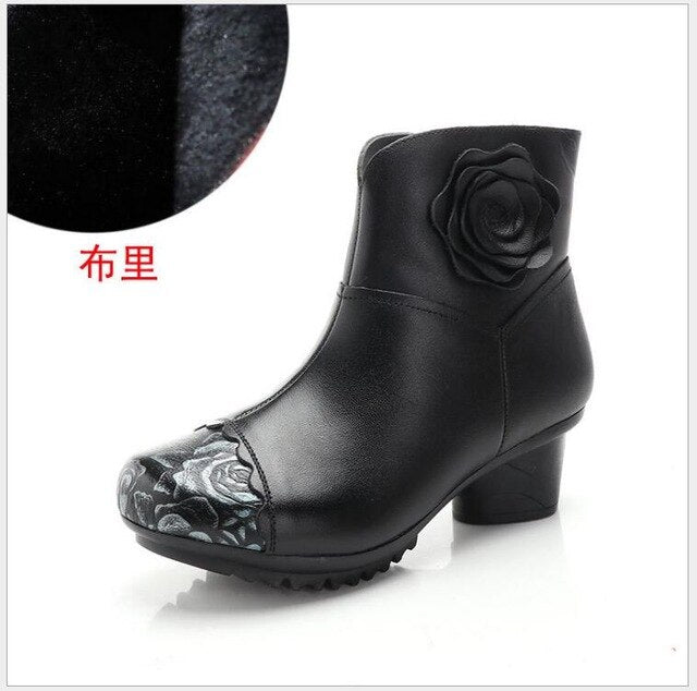 New Cow Leather Ankle Boots Handmade Lady Shoe Genuine Leather Winter Boots - LiveTrendsX