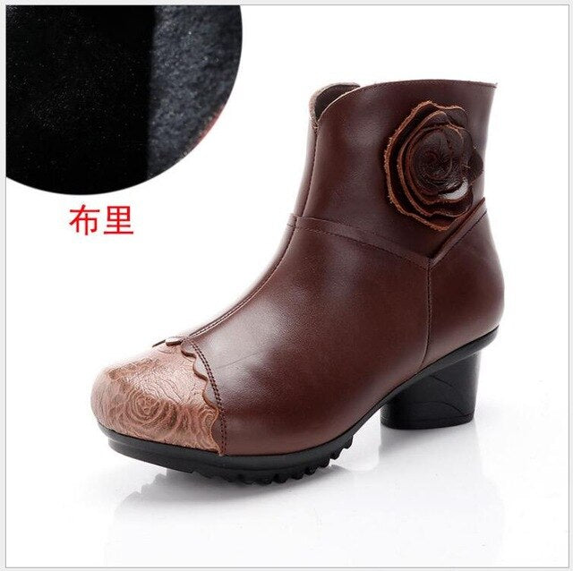 New Cow Leather Ankle Boots Handmade Lady Shoe Genuine Leather Winter Boots - LiveTrendsX