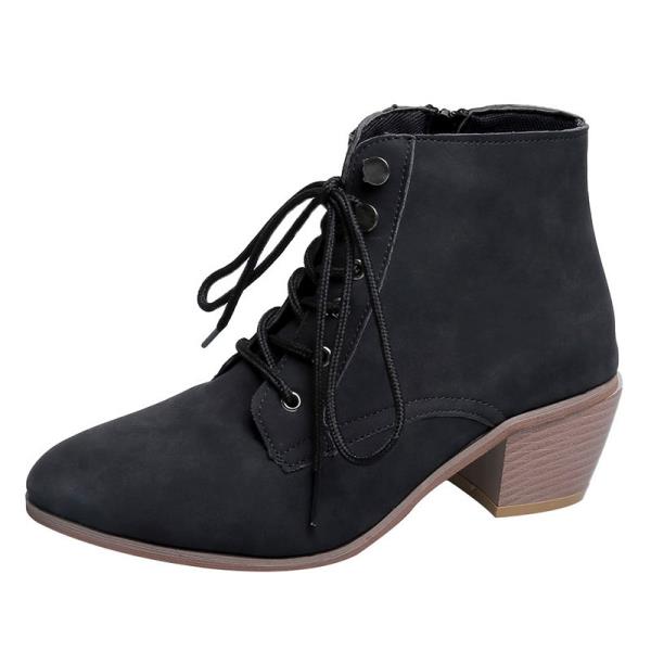 Lace Up Lady Boots Chunky Heel Australia Boots-women Round Toe Shoes - LiveTrendsX