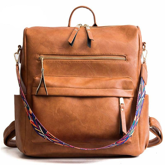 Retro Large Backpack Women PU Leather Rucksack Women's Knapsack Travel Backpacks Shoulder School Bags Mochila Back Pack - LiveTrendsX