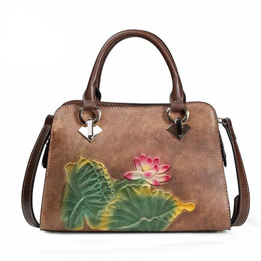 Fashion style  floral lady doctor Handbags genuine leather luxury designer single shoulder Bags - LiveTrendsX