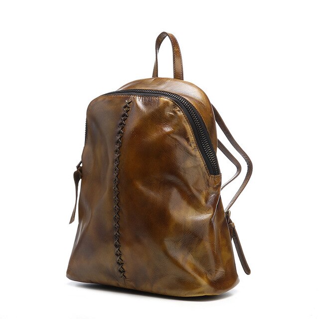 New retro cowhide Genuine Leather Women Backpacks wild female shoulder bag casual first layer of leather Backpack - LiveTrendsX