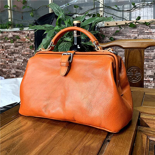 Tree cream retro handbags Hand-brushed leather female models shoulder slung portable doctor bag - LiveTrendsX