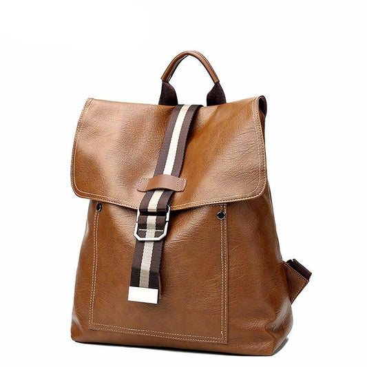 Retro Leather Backpack Women Cover Anti Theft Multifunction Waterproof School Shoulder Bag Style Laptop Backpack Female Bagpack - LiveTrendsX