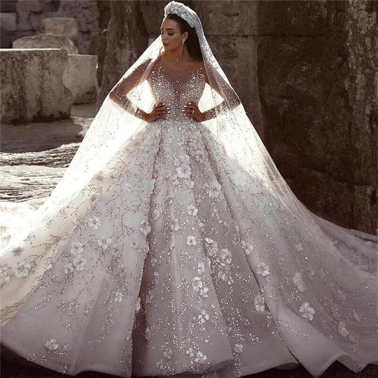 Real Photos Big Ball Gown Wedding Dresses 2020 Lace Wedding Dresses Mariage Bridal Gowns Vestido de noiva Vintage - LiveTrendsX