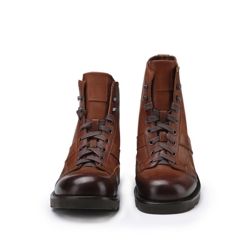 Men Genuine Leather Winter Warm Military Boots