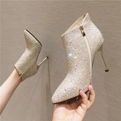 autumn and winter new wild pointed high-heeled fashion Martin bare boots women - LiveTrendsX