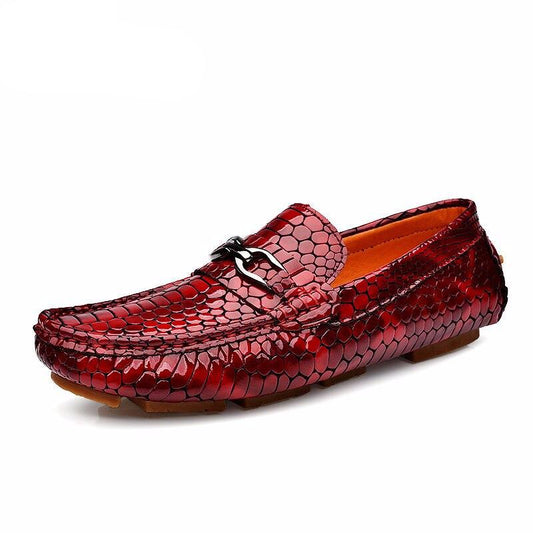 Luxury Crocodile Pattern Men Loafers Handmade Genuine Leather Shoes Red Flats Gommino Slip On Driving Shoes Mocasines - LiveTrendsX